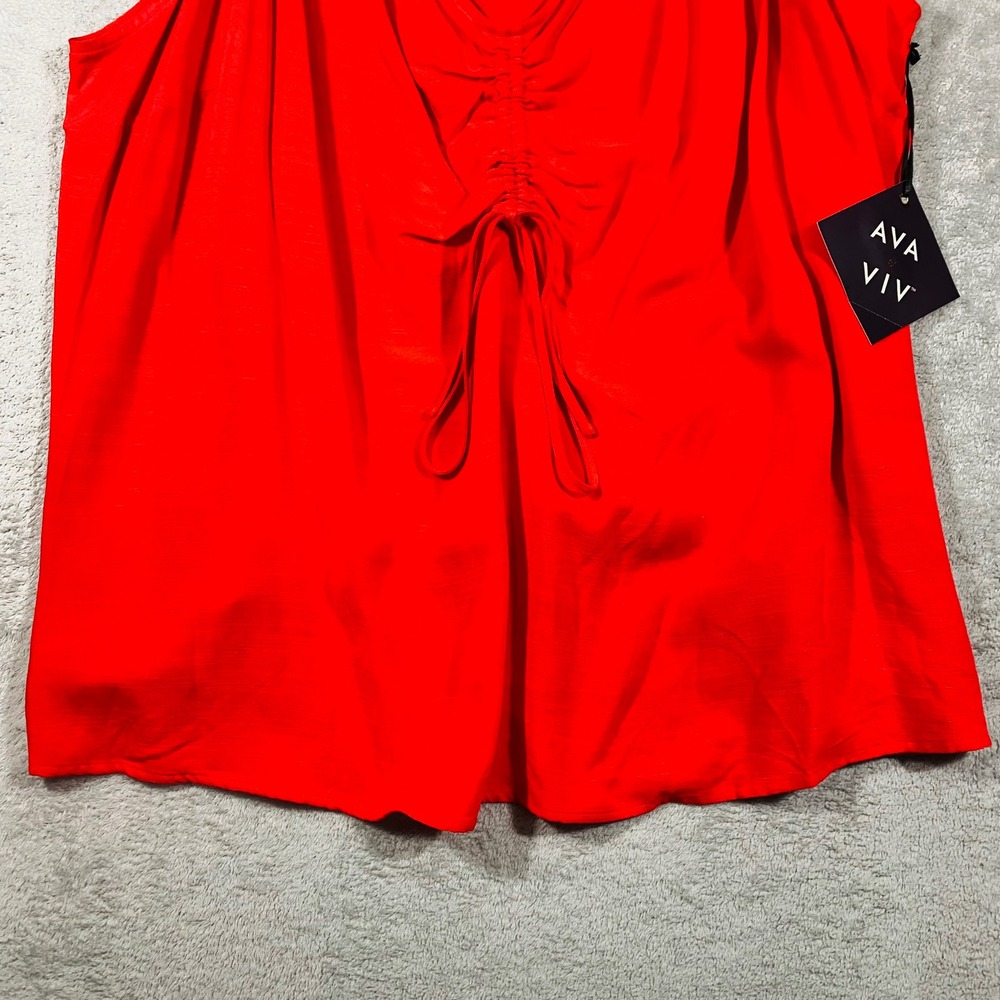 Ava & Viv Camisole Women 4X Red Ruched Drawstring V-Neck Adjustable Straps - Picture 6 of 15